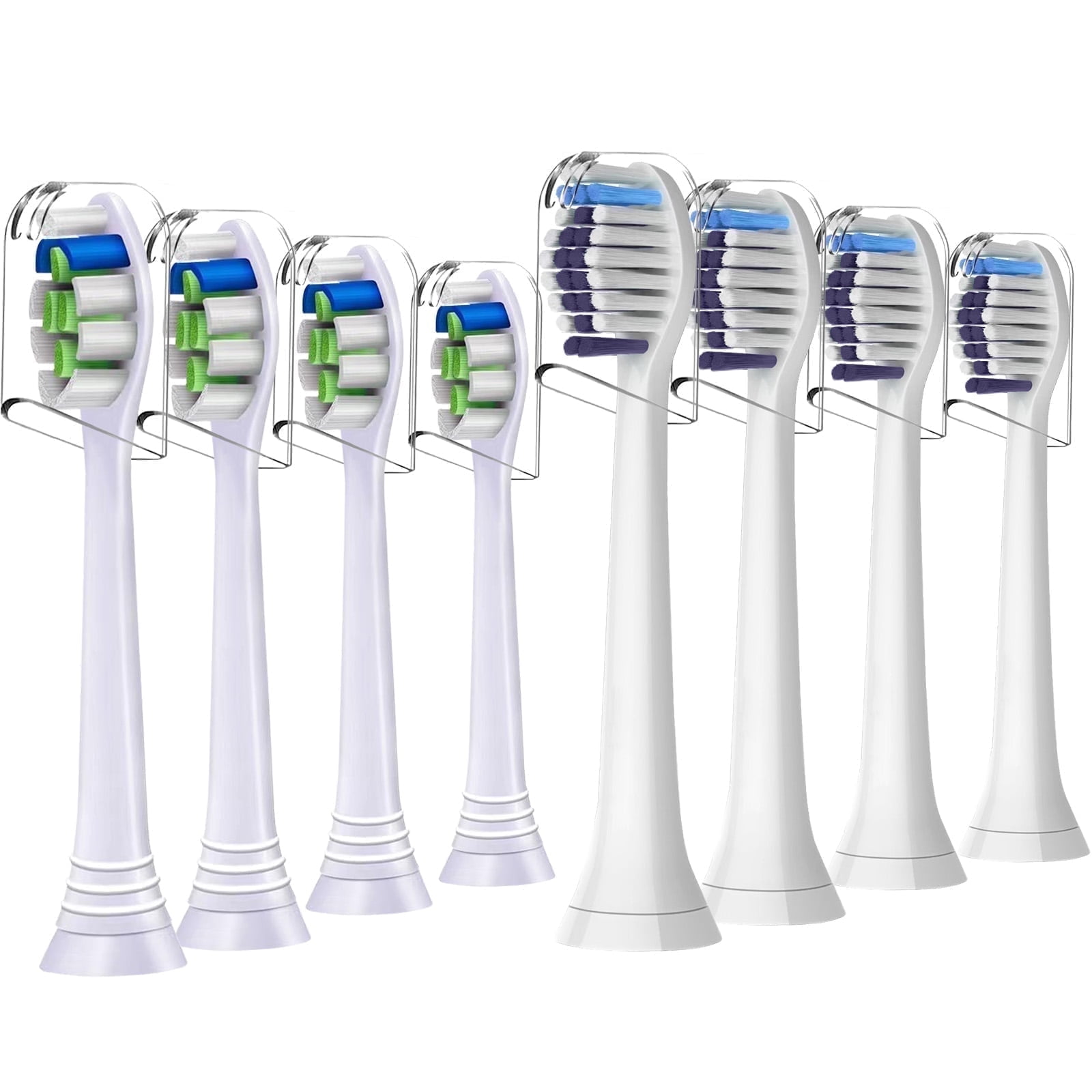 8 Pack Replacement Brush Heads, Compatible with Philips Sonicare Electric Toothbrush, 4pcs Precision Clean and 4pcs Whitening Clean Brush Heads,White.