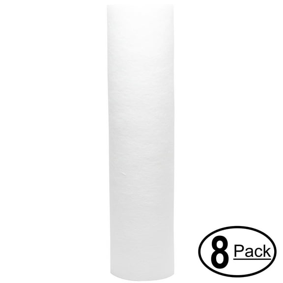 8-Pack Replacement for GE GXWH20S Polypropylene Sediment Filter - Universal 10-inch 5-Micron Cartridge for GE SINGLE SUMP WHOLE HOME FILTRATION SYSTEM - Denali Pure Brand