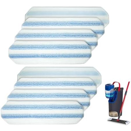 8 Pack Replacement Pads for O-Cedar H2prO Flat Mop System, Microfiber Flat Pads for O Cedar H2prO Flat Mop, Machine Washable/ Reusable, Powerful Stain Removal, for Hardwood, Tile, Marble, Baseboards.