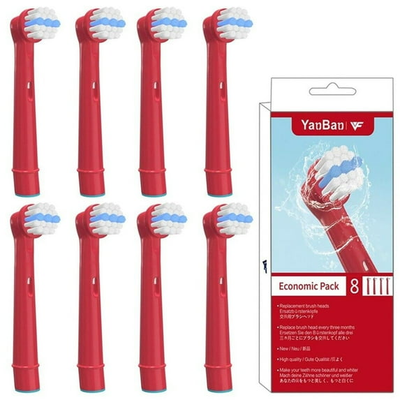 8 Pack Replacement Toothbrush Heads For Oral b Kids Electric Toothbrush, For Braun Electric Toothbrush, Candy Red Brush Heads For Kids