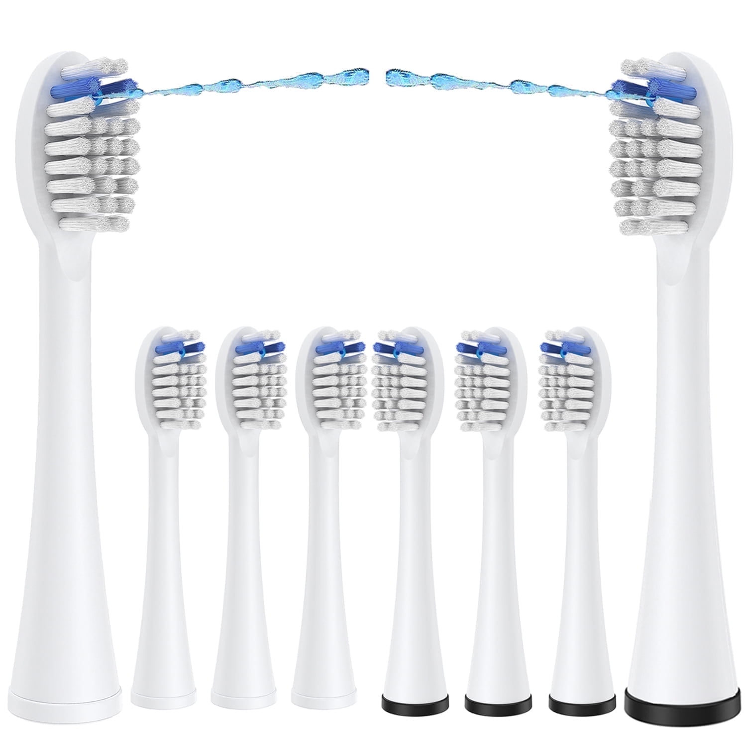 (8 Pack)Replacement Toothbrush Heads for Waterpik Sonic-Fusion 2.0 Flossing Electric Toothbrush,Compatible with Sonic-Fusion 01/02/03/04, White and black