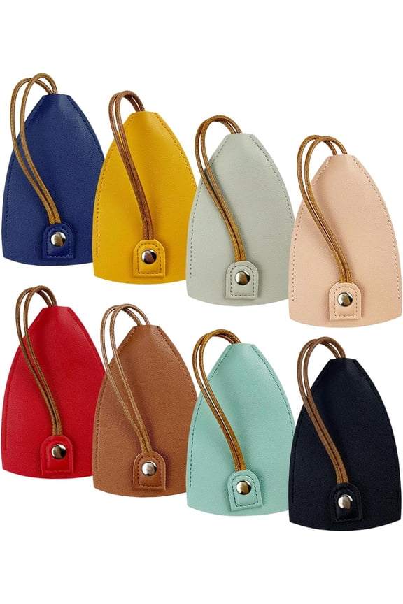 8-Pack Retractable Leather Key Case Protective Key Holder Organizer for Men & Women Anti-Loss Portable Keychain Pouch & Storage Cover