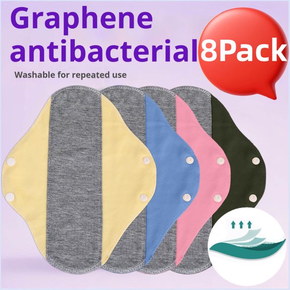8 Pack Reusable Leak-Proof & Waterproof Washable Incontinence Pads with Graphene Aseptic Technology for Elderly Care & Mobility Support, Feel Secure, Dry, and Comfortable (2Pink,2Yellow,2Blue,2Green)