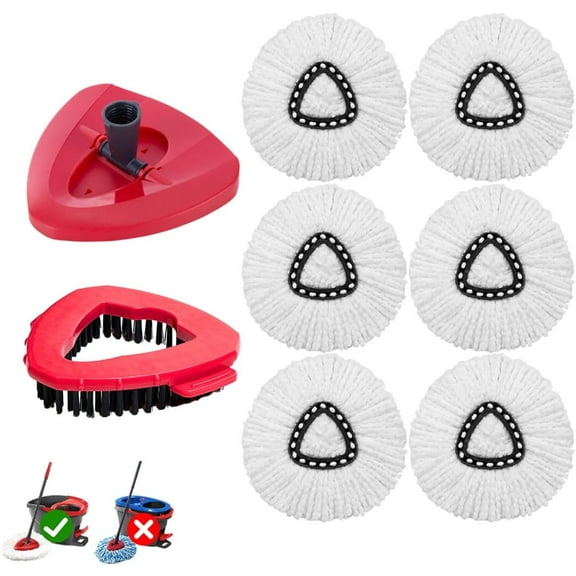 8-Pack Reusable Mop Head Replacement for O Cedar Easywring 1-Tank System, Microfiber Spin Refills Compatible with Vileda 2-in-1 Turbo Triangle