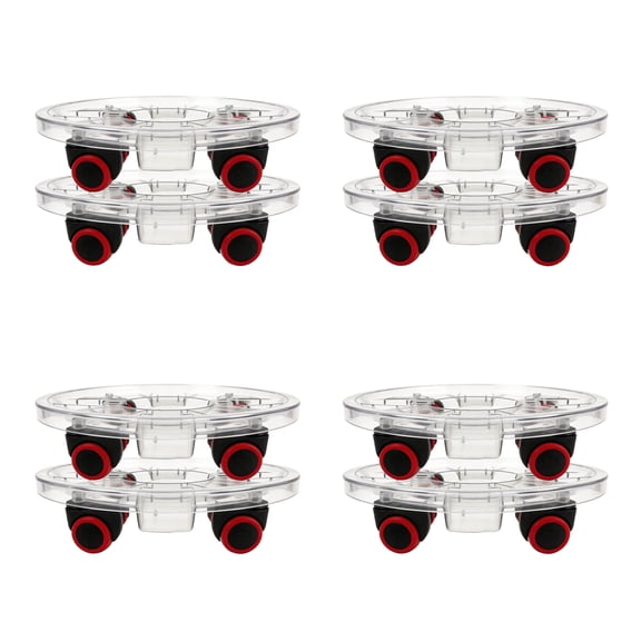 8-Pack Rolling Plant Caddy, 13 Inch Clear Planter Roller Base, Heavy Duty Plastic Plant Pot Movers with 360° Wheels, Easy-Move Saucers for Garden and Patio