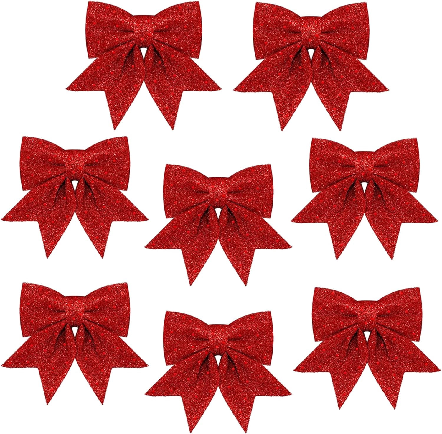 8 Pack Rose Gold Bows for Christmas Tree,5.5 Inch Glitter Wreaths Bows