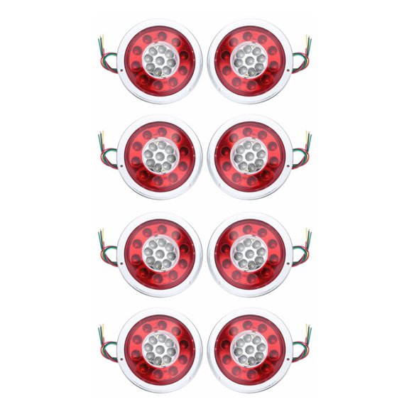 8 Pack Round 19 LED Rear Stop Light Tail Brake Turn Signal Lamp Trailer Truck Van