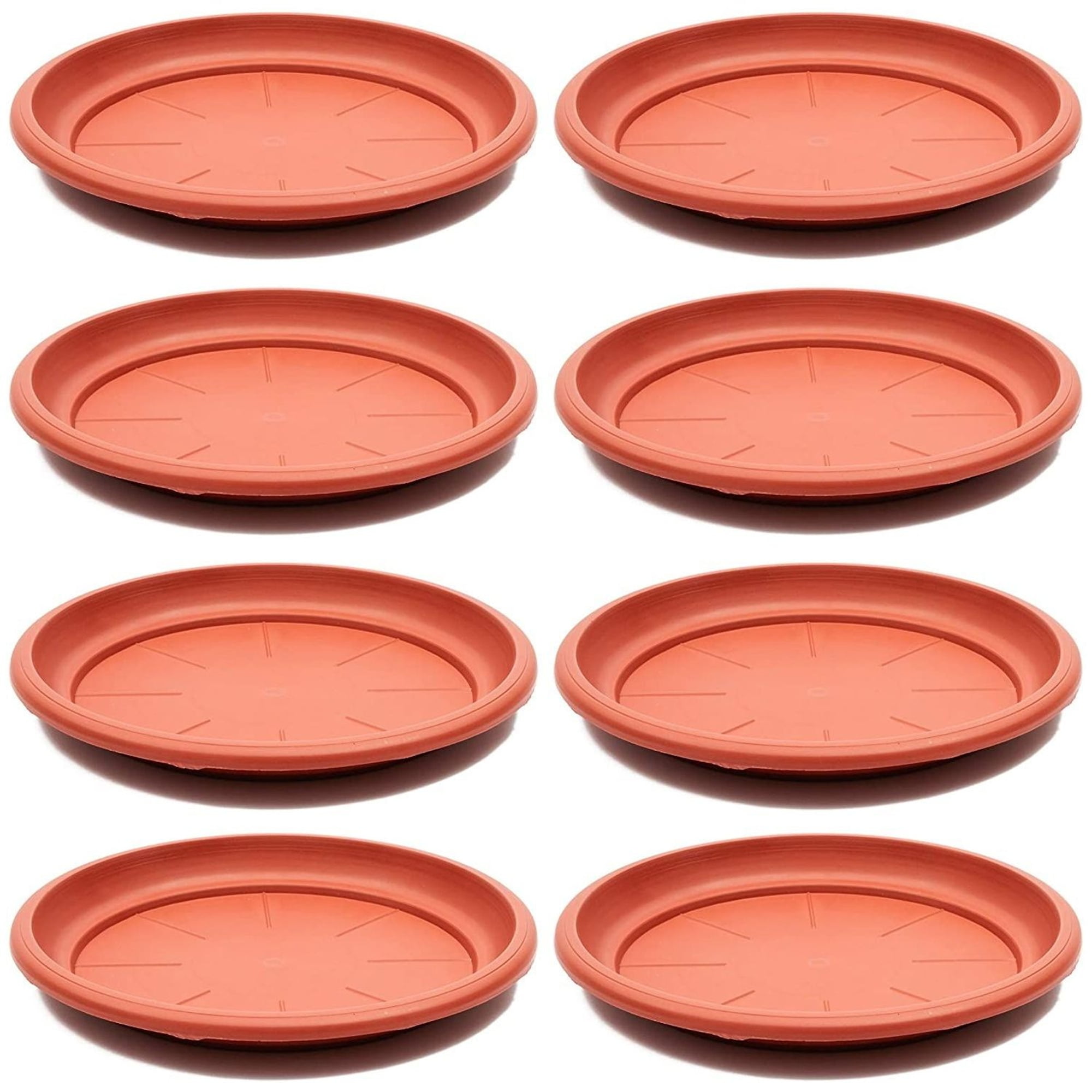 8Pack Round Plastic Plant Saucer Drip Trays, Terracotta Flower Pot