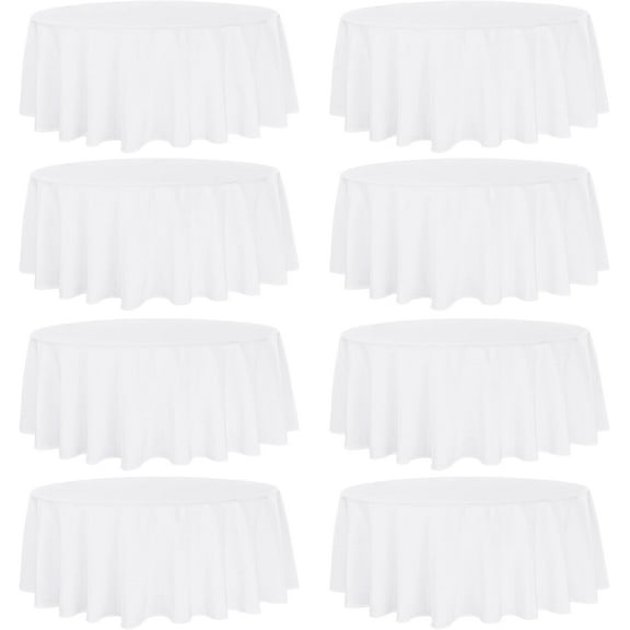 8 Pack Round Tablecloth 90 Inch Round Table Covers Bulk Washable Polyester Fabric Round Table Clothes for Wedding Party Reception Banquet Buffet Restaurant (White, 90 Inch)