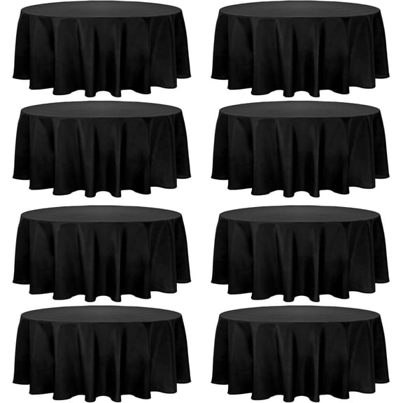8 Pack Round Tablecloth 90 Inch Round Table Covers Bulk Washable Polyester Fabric Round Table Clothes for Wedding Party Reception Banquet Buffet Restaurant (Black, 90 Inch)