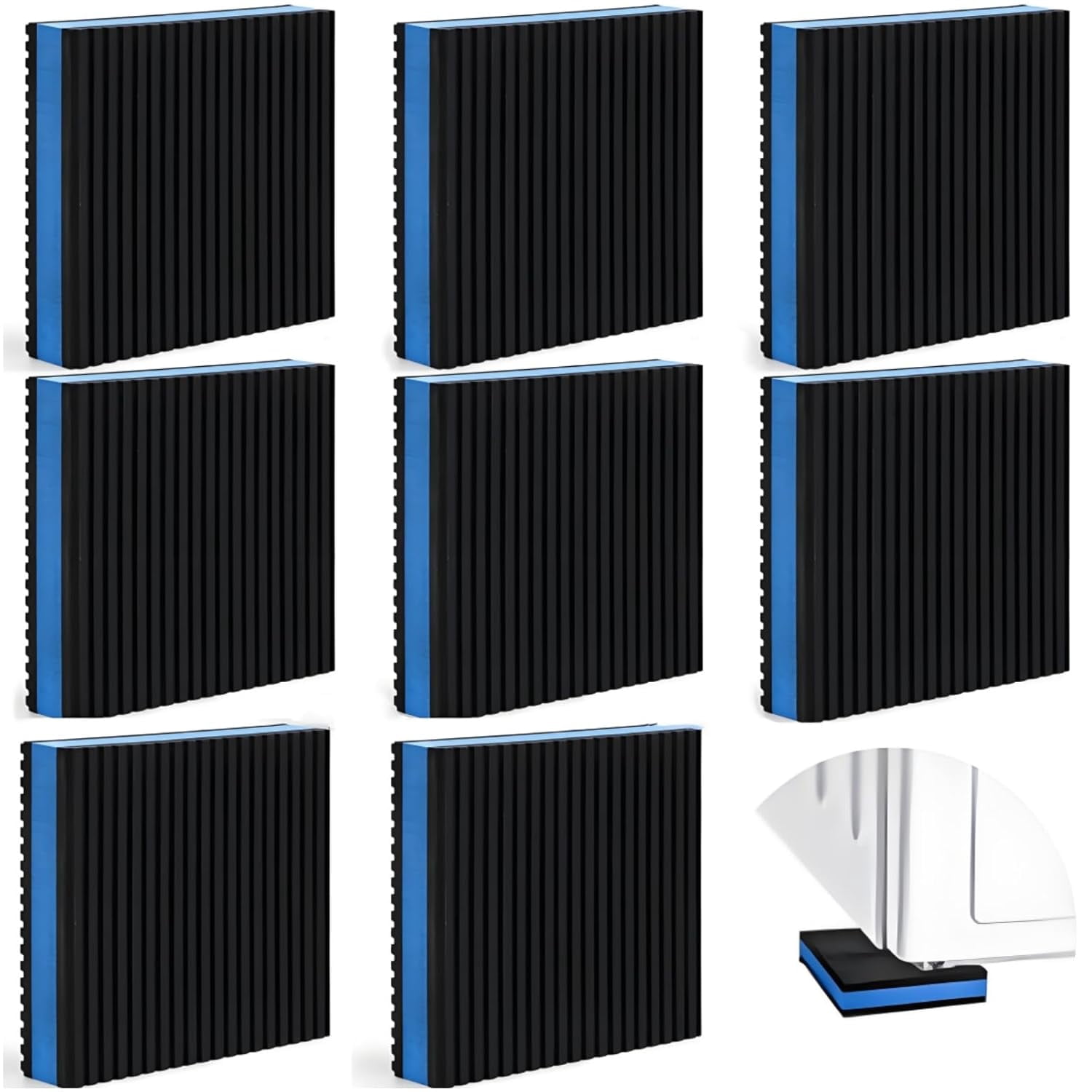 8 Pack Rubber Anti Vibration Pad, 4'' x 4'' x 7/8'' Heavy Duty EVA Sound Isolation Pads, Square Mechanical Vibration Damping Mat Floor Protector for Washing Machine, Dryers, Treadmill