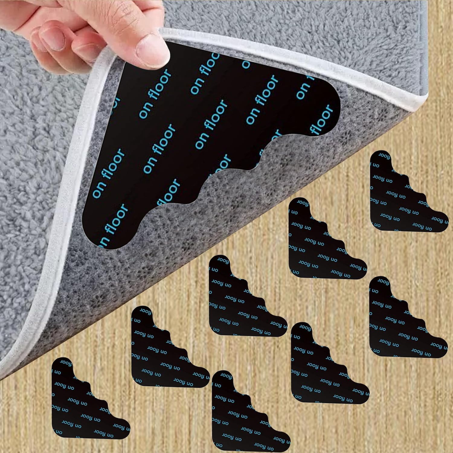 Stick To Rug 8 Pack Rug Carpet Tape, Rug Pads Grippers Hardwood Floor No Damage ...