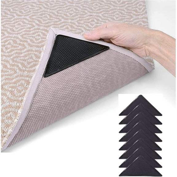8 Pack Rug Holders for Hardwood Floors, Tiles and Linoleum - Reusable Rug Corner Grippers Add Safety Measure for Kids and Adults, Non Slip Rug Holders - Easy to Install and Remove Corner Rug Holders