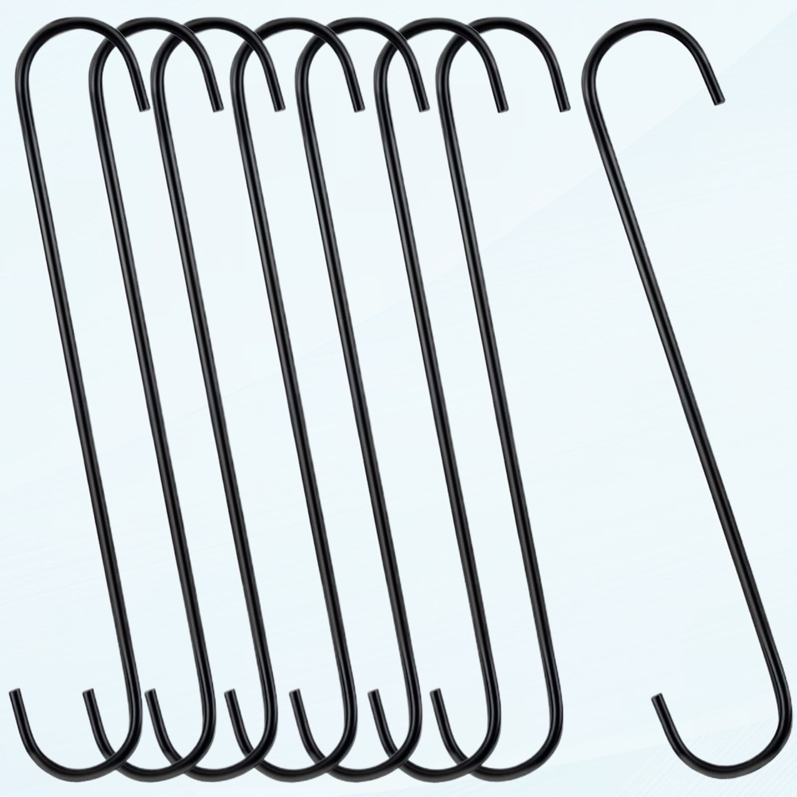 8 Pack S Hooks Heavy Duty 12 Inch Large S Shape Hooks for Hanging Plant  Pots and Pans Hanger Metal Steel Hooks Black Long S-Hooks for Hanging  Clothes, Plants, Bird Feeders, Indoor