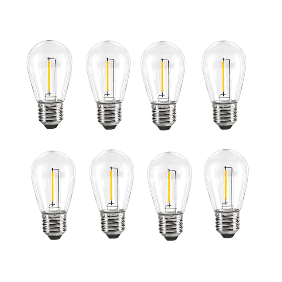 8 Pack S14 LED Replacement Light Bulbs 2 W - E26 Medium Screw Base, 2700K Warm White Shatterproof Non-Dimmable Bulbs for Outdoor String Lights, Dimmable