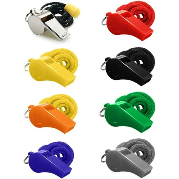 8 Pack Safety Whistle with Lanyard Emergency Multicolor Whistles Bulk with Loud Crisp Sound, Ideal for Emergencies Survival Training by GIXUSIL
