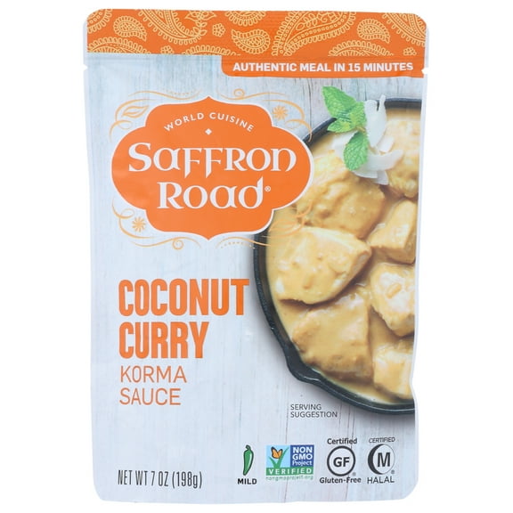 (8 Pack)Saffron Road Korma Sauce Coconut Curry, 7 oz.