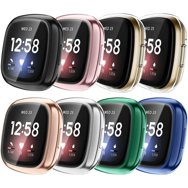 8 Pack Screen Protector Case for Fitbit Sense / Versa 3, Soft TPU