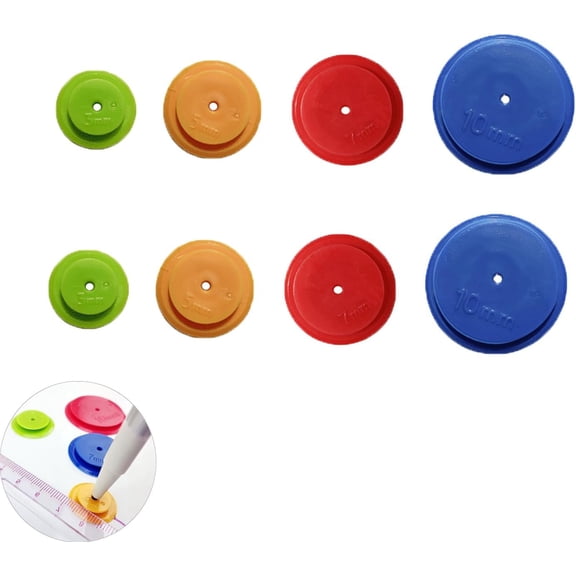 8 Pack Seam Marker Tool 4 Different Sizes Patchwork Tracing Wheel Circle Sewing Allowance Liner Guider Disc for Kiwi Lane Scrapbooking Pages Paper DIY Quilting Stitching Craft Tailor Fabric