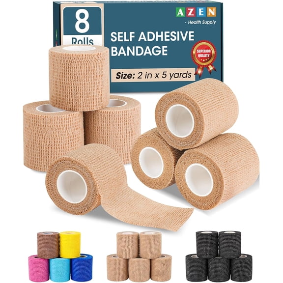 8 Pack Self Adhesive Bandage Wrap, Elastic Cohesive Bandage Wrap, Skin Color Athletic Tape, Vet Wrap, Ankle Tape