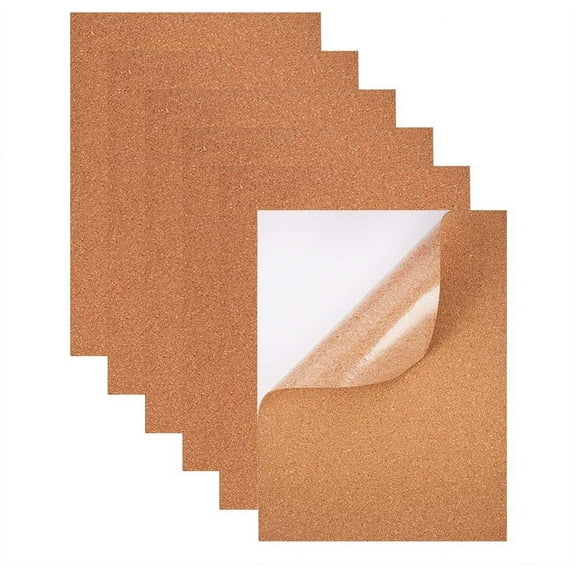 8 Pack Self-Adhesive Cork Sheets 1mm Thick A4 Rectangle Insulation Cork Backing Sheets for Coaster Wall Decoration Wedding Party DIY Crafts Supplies 8.3" x 11.8" Peru