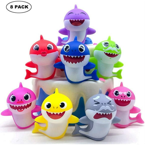 8 Pack Shark Birthday Cake Toppers - Little Baby Shark Cake Decorations for Kids Shark Theme Birthday Party Baby Shower