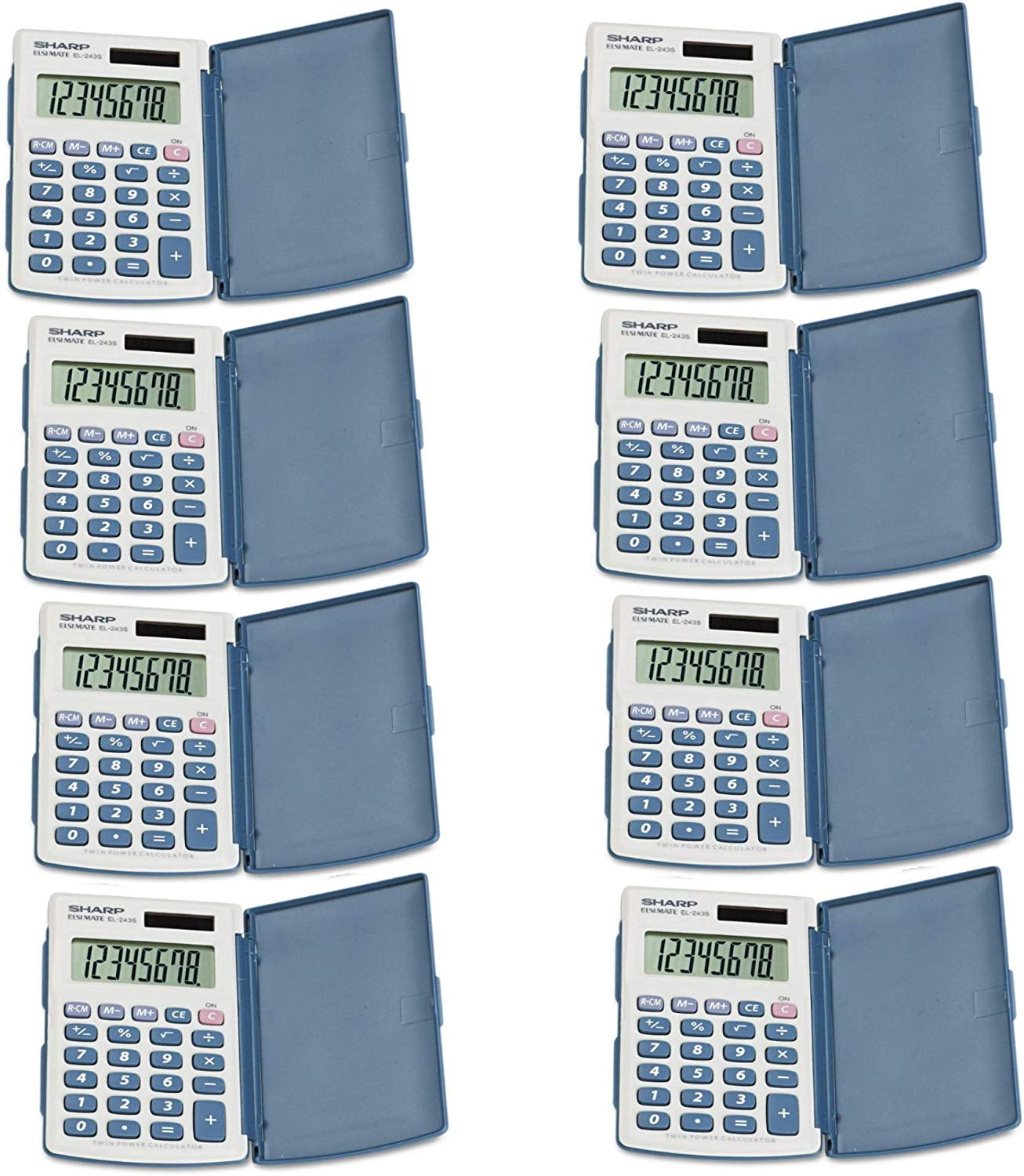 8 Pack Sharp EL243SB Pocket Calculator
