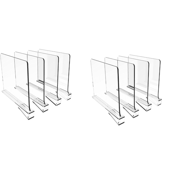 8 Pack Shelf Dividers for Closet Organization,Clear Wood Shelves Dividers for Kitchen Cabinets,Clothes Organizer