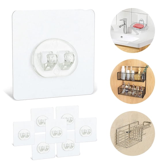 8 Pack Shower Caddy Adhesive Hooks Replacement, Strong Sticker Hooks