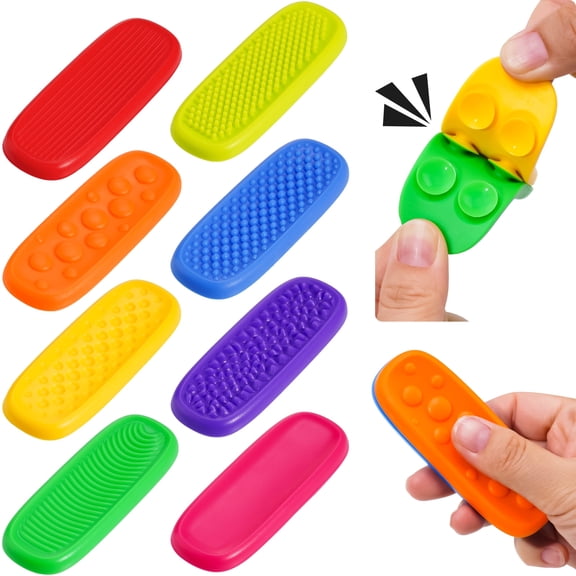8-Pack Silicone Fidget Toys for Kids & Adults, Textured Sensory Toys with Suction Cups for Stress Relief, Focus, Anxiety, Washable & Reusable Mini Desk Fidget Toys for Classroom, Office, Travel