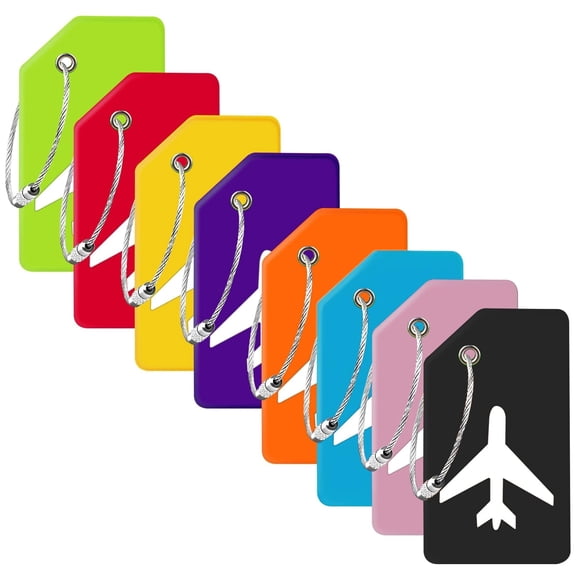 8 Pack Silicone Luggage Tag for Suitcases with Stainless Loop, Privacy Protection Travel  Mixed Color