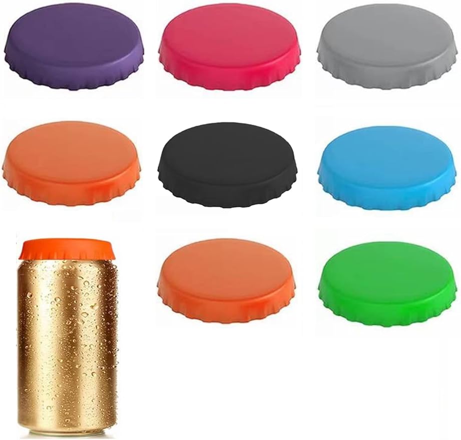 8 Pack Silicone Soda Can Lids Reusable Can Covers, Pop Top Covers for