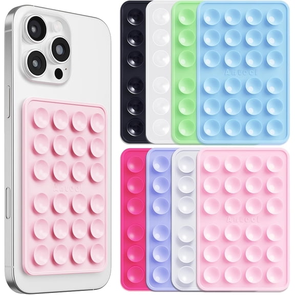 8 Pack Silicone Suction Phone Case Adhesive Mount, Enhanced Suction Power and Upgraded Thickened Sticky Phone Grip, Durable, Hands-Free Sticky Phone Holder, 2.56"x3.94"