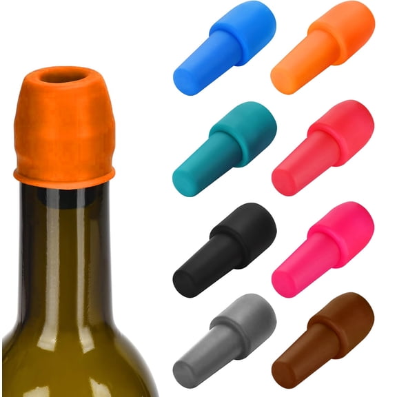 8 Pack Silicone Wine Stopper, Wine Stoppers for Wine Bottles, Wine Seal Stopper Can Be Reused to Keep Wine Fresh (Multicolor)