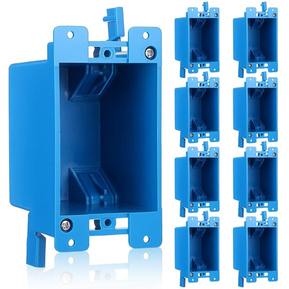 8 Pack Single Gang Electrical Outlet Box, 1-Gang Old Work Box 14 Cubic Inch PVC Boxes for Switch Outlet, Wall Mount Device Residential Commercial Applications