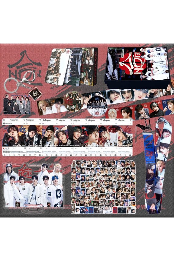 8-Pack Skz Merch Stray Fans Gifts Set, Including Photocards, Stickers, Acrylic Stand, Lanyard, Sticky Notes, Keychain, Hand Account Tapes