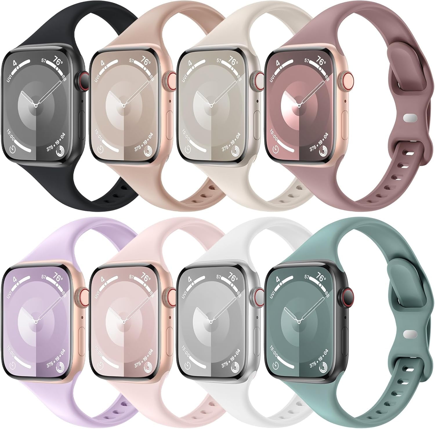 8 Pack Slim Thin Bands Compatible with Apple Watch 38mm 40mm 