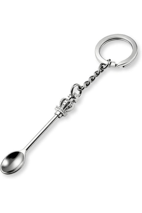8 Pack Small Measuring Tools Spoon Keychain with Split Key Rings, Metal Mini Powder Spoons for Medicine, Pill Bottle, Craft, Partty