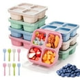 thumbnail image 1 of 8 Pcs Snack Box Containers Set, Reusable 4 Compartment Lunchable Container, Food Storage Containers for Work and Travel, 1 of 7