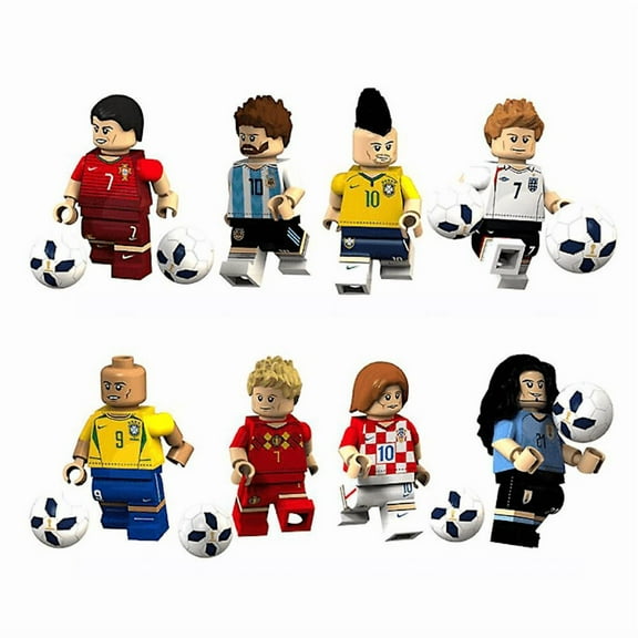 8-Pack Soccer Player Minifigure Building Blocks Sports-Themed Collectible Toy Set