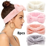 8 Pack Soft Microfiber Spa Headband, Elastic Bow Makeup Hair Band for Face Washing