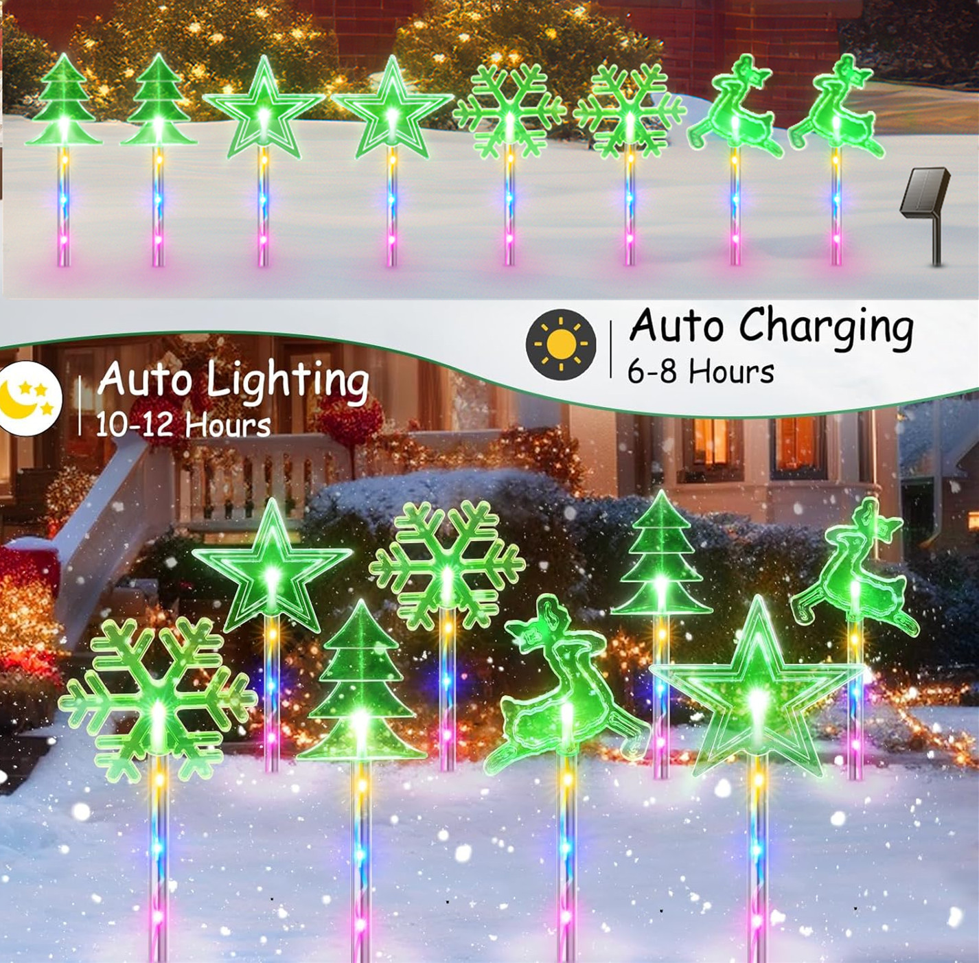 8Pack Solar 32LED Christmas Pathway Lights Outdoor, Waterproof Solar