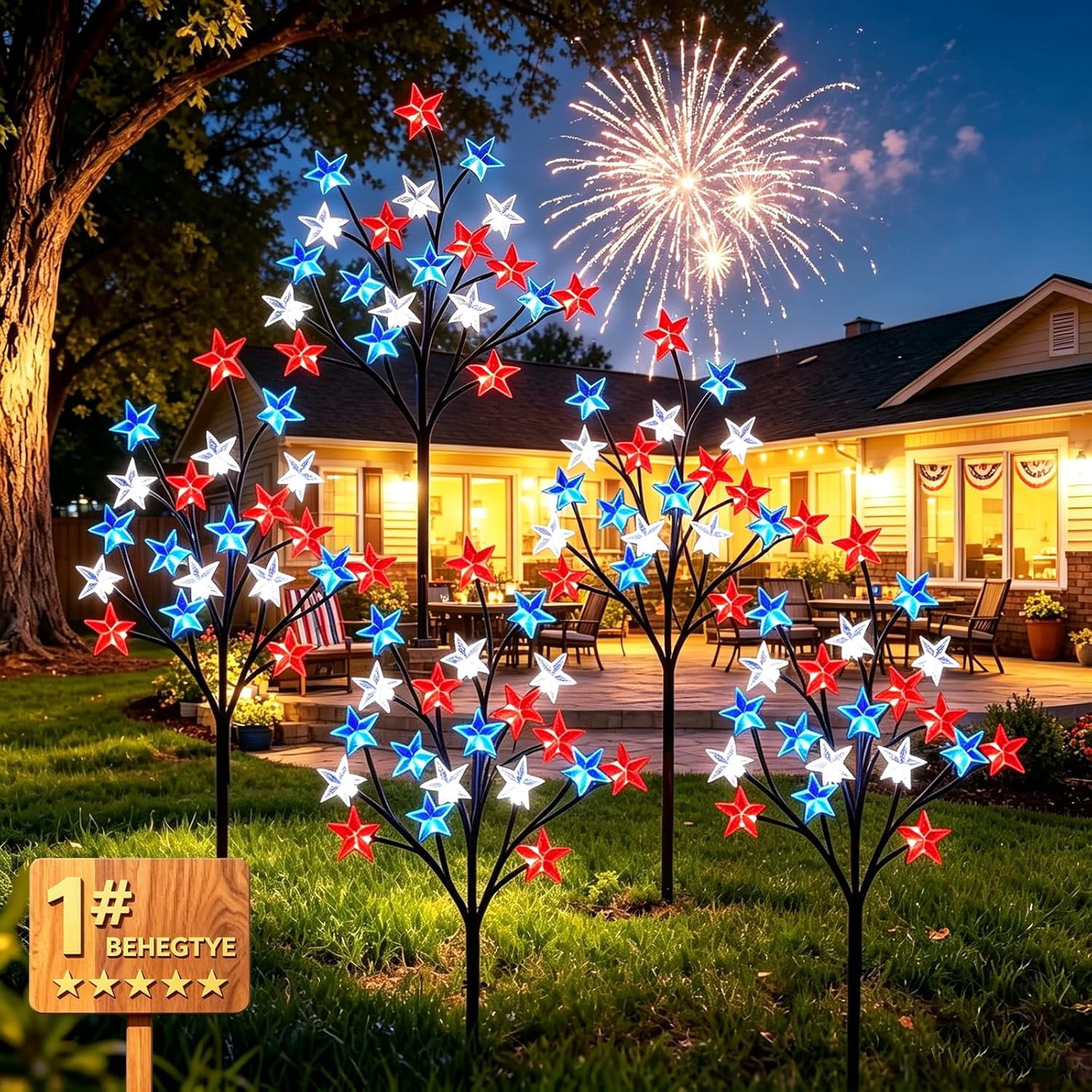 8 Pack Solar American Flag Pathway Lights - 250th Anniversary Patriotic Red White Blue Outdoor Stakes, 8 Modes Waterproof LED Garden Lights for 4th of July, Memorial Day & Independence Day Decor