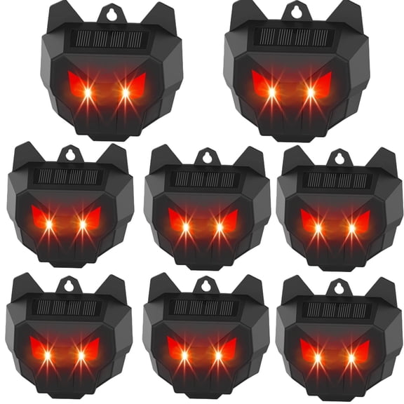 8 Pack Solar Animal Repeller Outdoor, Deer Deterrent with Red Lights, Wild Nocturnal Animals Dog Repellent
