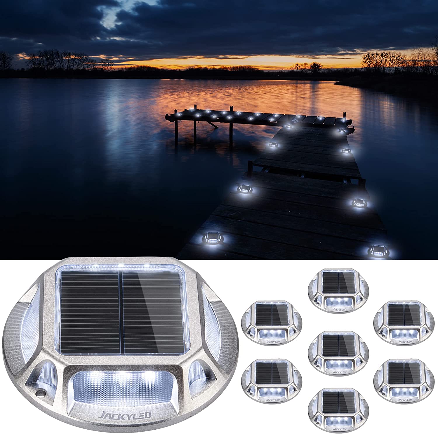 8 Pack Solar Driveway Lights Outdoor Waterproof Solar Sidewalk Lights