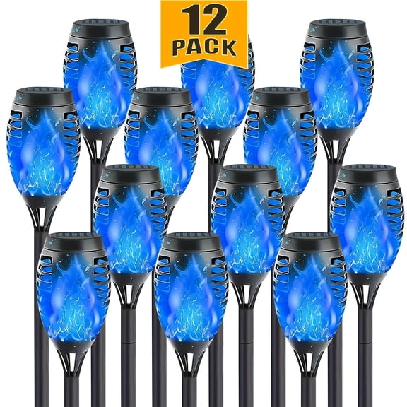 8-Pack Solar Flickering Flame Torch Lamps - IP65 Outdoor Garden Wedding Decor