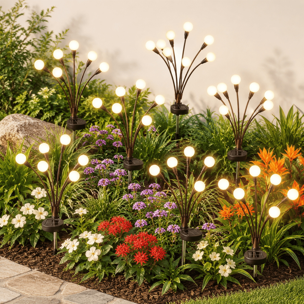 Weatherproof Firefly 8 Pack Solar Garden Lights, 64 LED Outdoor Waterproof IP65 Yard ...