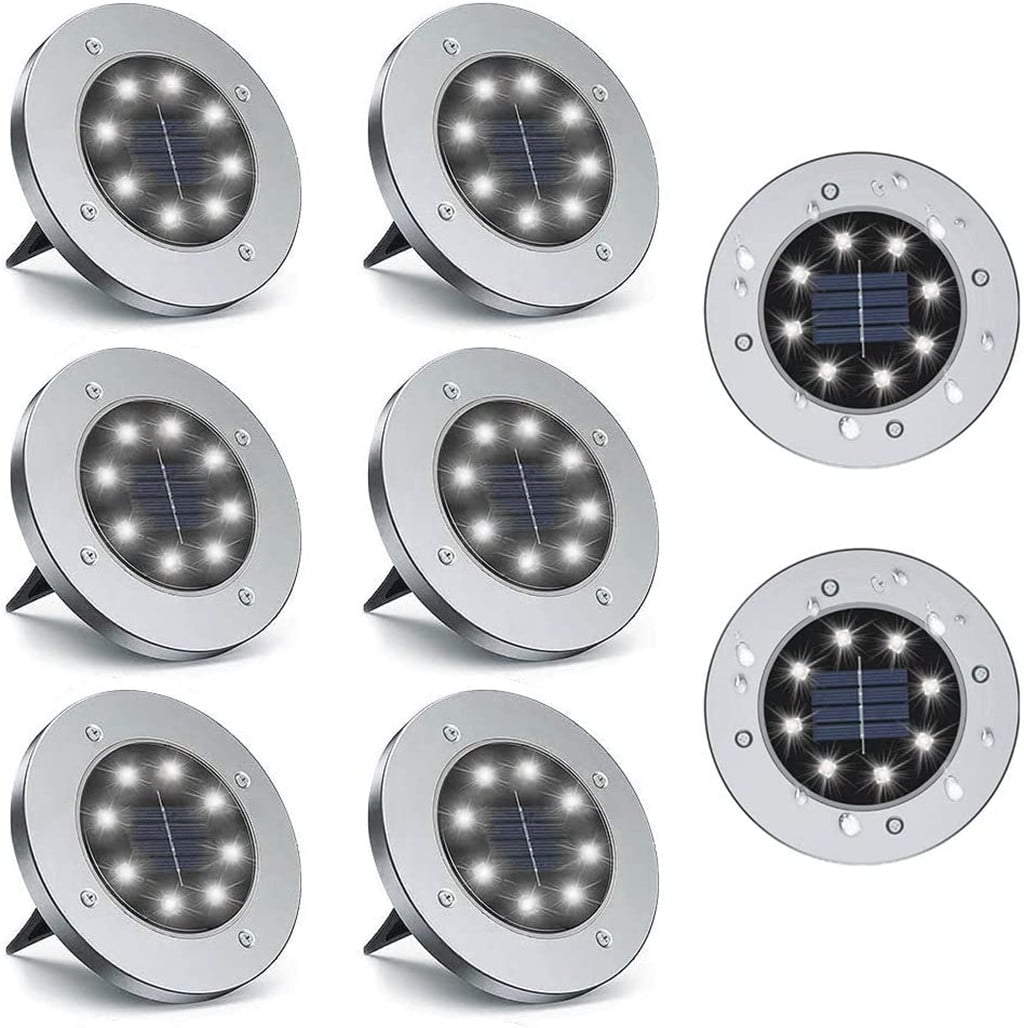 8 Pack Solar Ground Lights, 8 LED Solar Powered Disk Lights Outdoor Waterproof Garden Landscape Lighting for Yard Deck Lawn Patio Pathway Walkway