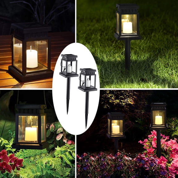 8 Pack Solar Hanging Lantern Outdoor, Candle Effect Light with Stakes for Garden, , Lawn, Deck, Umbrella, Tent, Tree, Yard, Driveway-Warm White