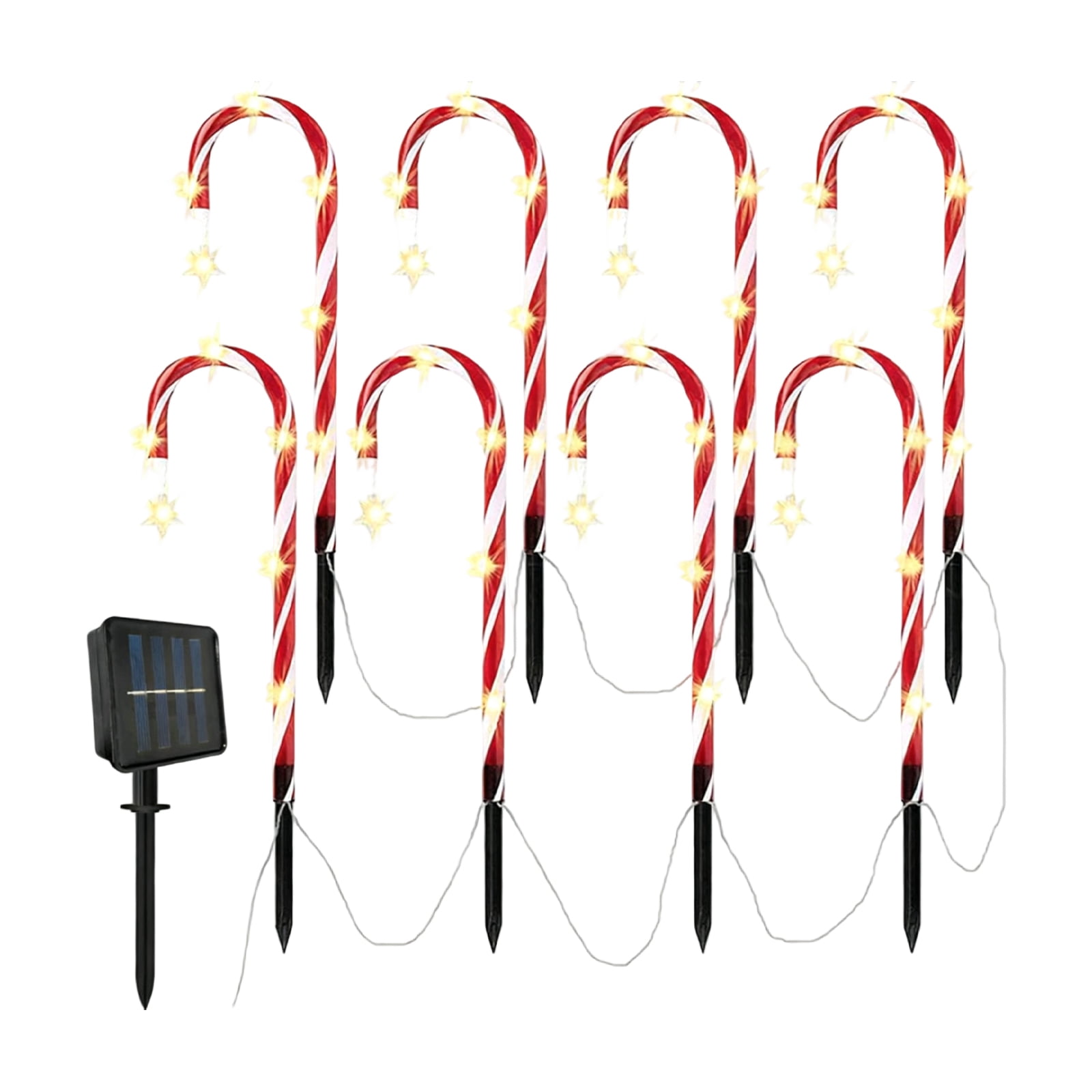 8-Pack Solar LED Candy Cane String Lights for Outdoor Christmas ...